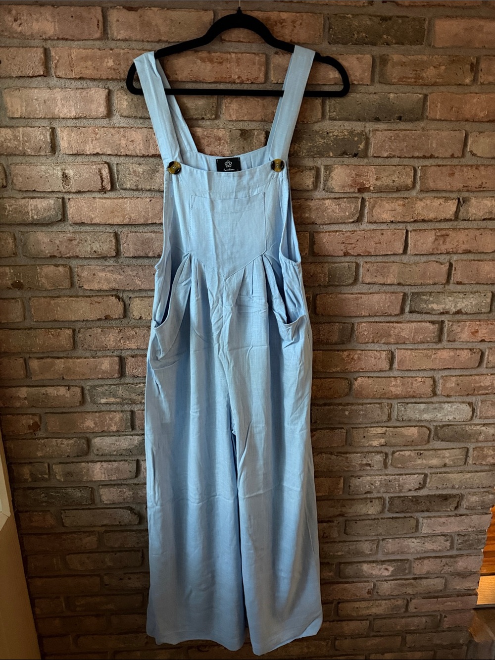 Women's Light Blue Wide-Leg Denim-Style Overalls - Picture 2 of 14